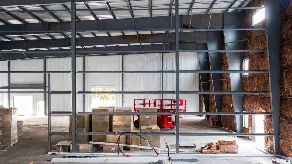 Interior with steel structure